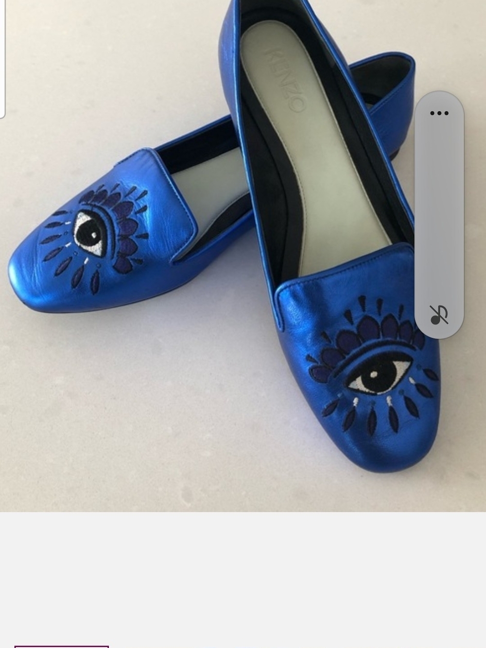 Kenzo Metallic Blue Eye Embroidered Loafers